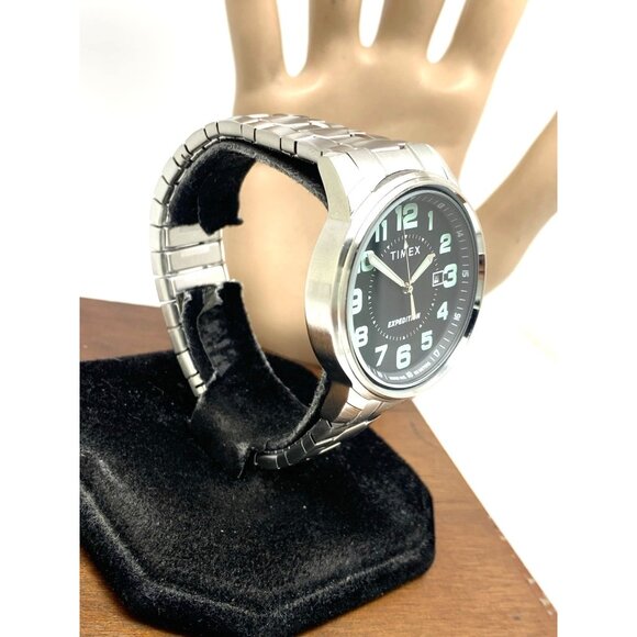 Timex Men's Watch Expedition Quartz Black Dial Date Silver Expansion Band 40mm - Picture 14 of 14